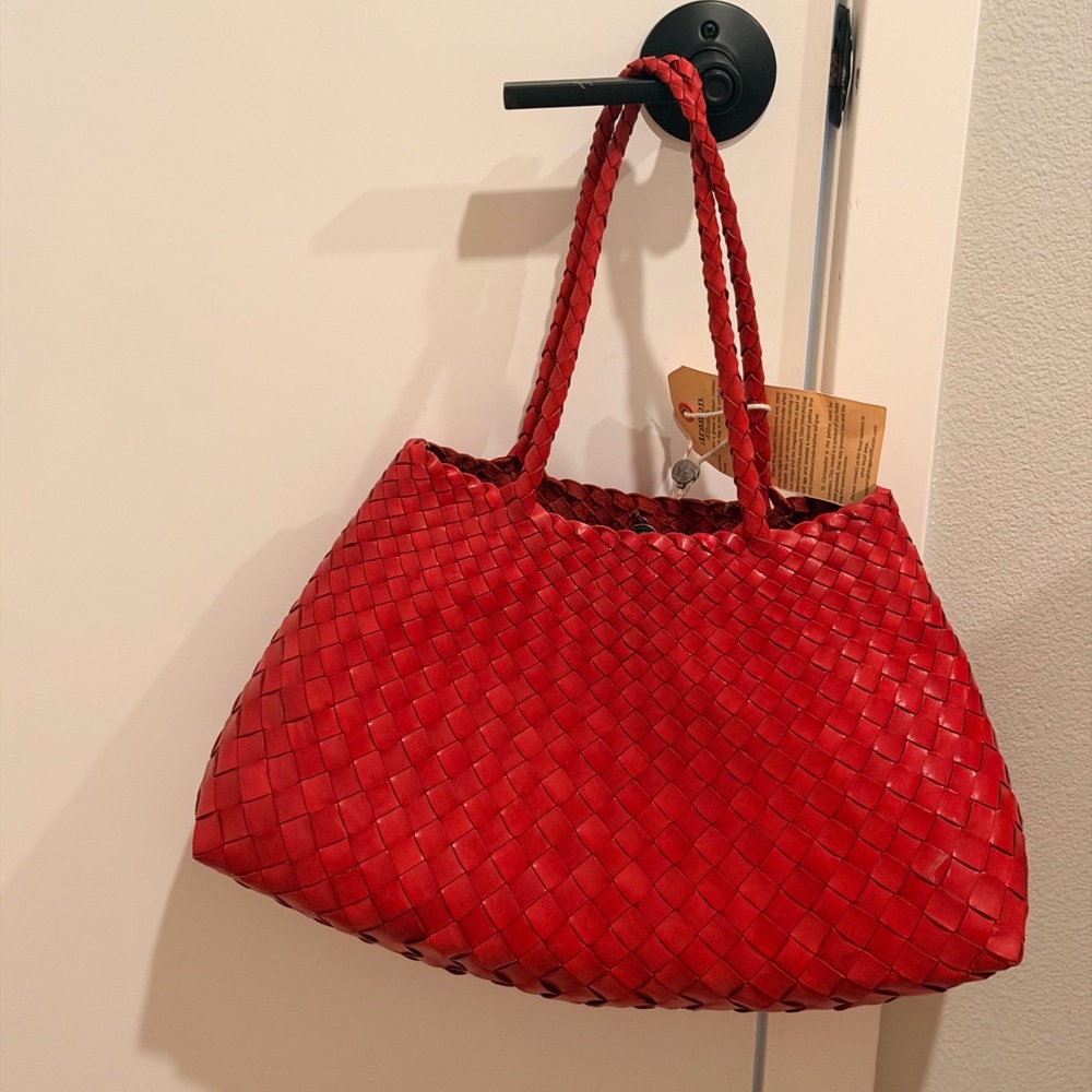 Dragon Diffusion Red Woven Leather Tote - Picture 3 of 5